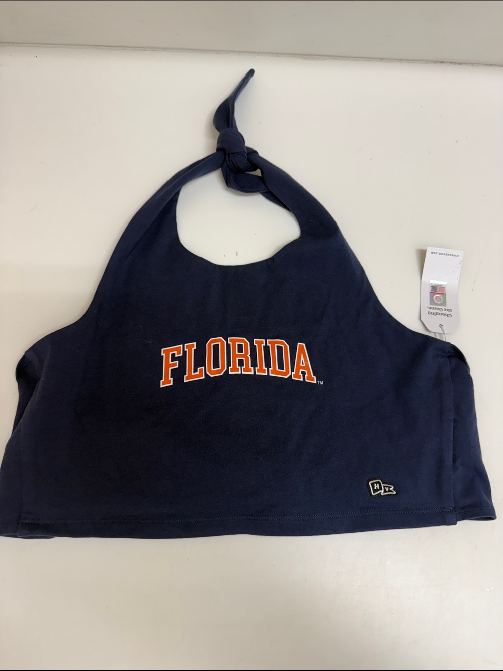 NWT Navy UF ‘Florida' Halter Crop Top